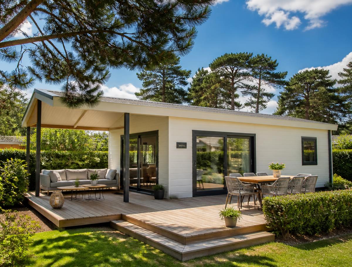 Modern chalet met terras en loungeset
